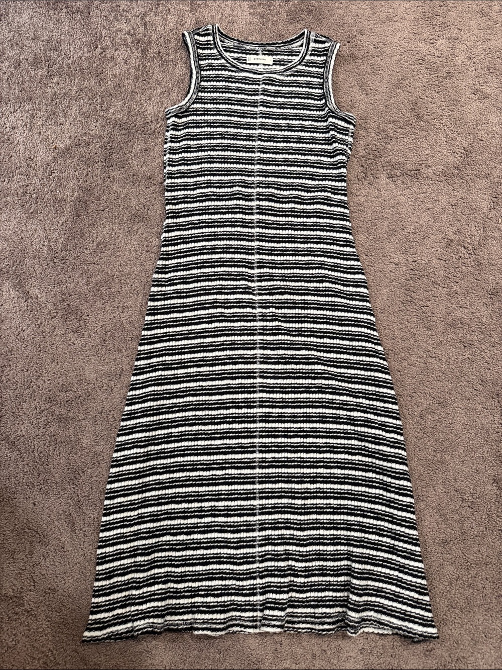 Everlane Black & White Striped Sleeveless A-Line Dress